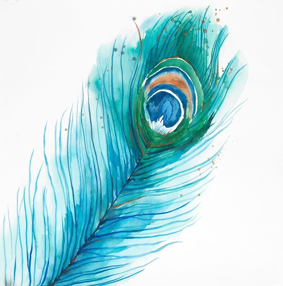 Wall Art Painting id:193976, Name: Long Peacock Feather, Artist: Atelier B Art Studio