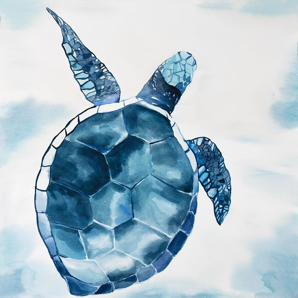 Wall Art Painting id:193994, Name: Overhead View of a Swimming Turtle, Artist: Atelier B Art Studio