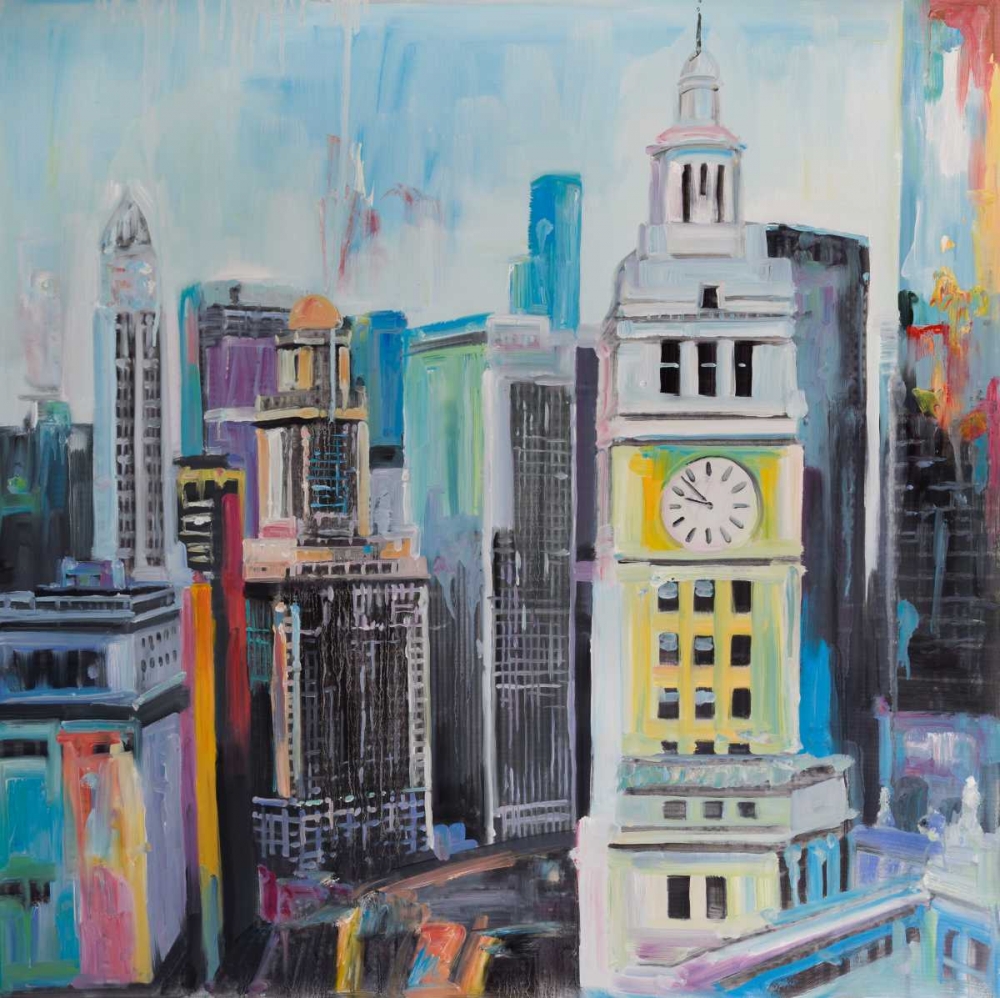 Wall Art Painting id:150912, Name: Colorful Cityscape of Manhattan, Artist: Atelier B Art Studio