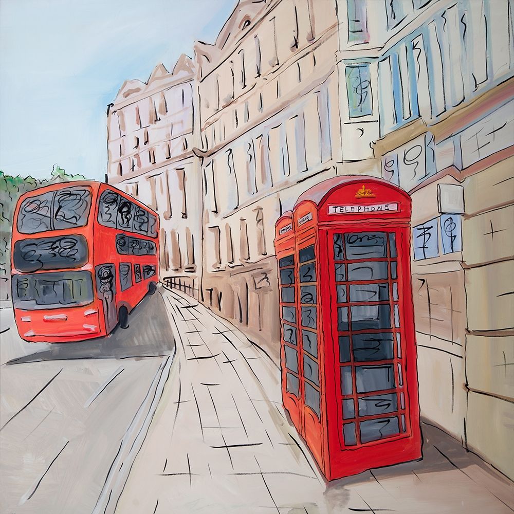 Wall Art Painting id:211924, Name: LONDON BUS AND TELEPHONE BOOTH , Artist: Atelier B Art Studio