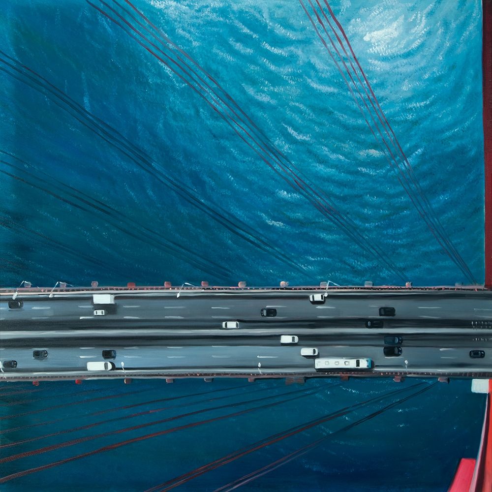Wall Art Painting id:211926, Name: OVERHEAD VIEW OF TRAFFIC ON THE GOLDEN GATE, Artist: Atelier B Art Studio