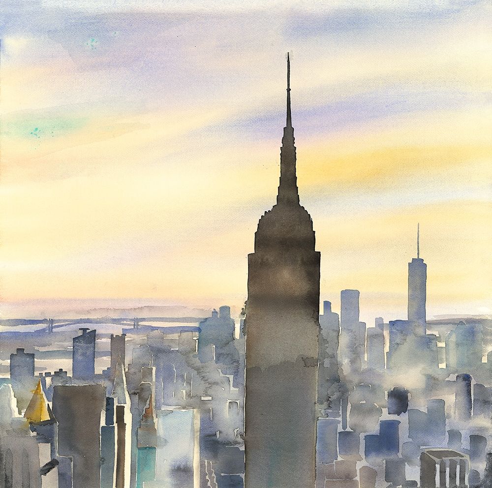 Wall Art Painting id:240265, Name: SUNSET OVER NEW YORK CITY, Artist: Atelier B Art Studio