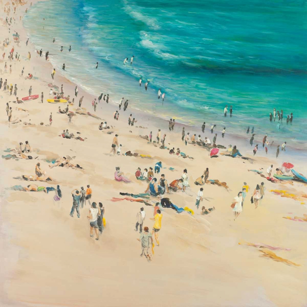 Wall Art Painting id:150927, Name: Summer Crowds at the Beach, Artist: Atelier B Art Studio