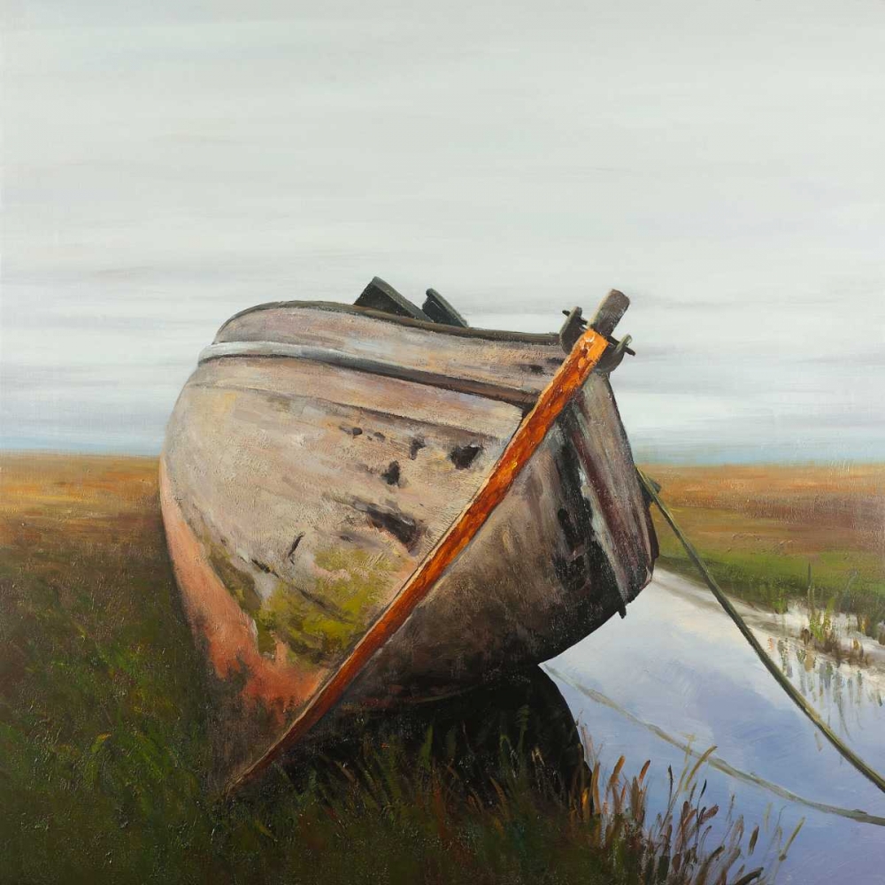 Wall Art Painting id:150930, Name: Old Abandoned Boat in a Swamp, Artist: Atelier B Art Studio
