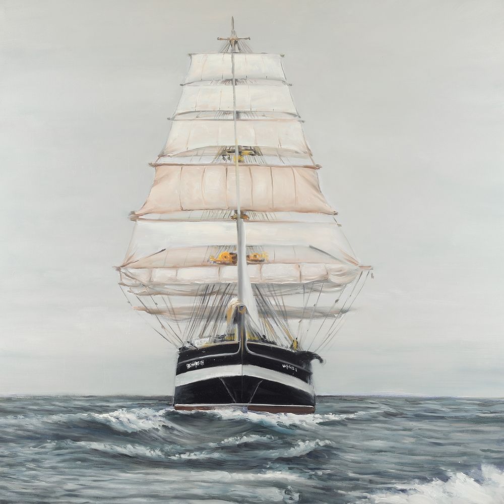 Wall Art Painting id:194019, Name: Ship Gently Sailing by a Cloudy Day, Artist: Atelier B Art Studio