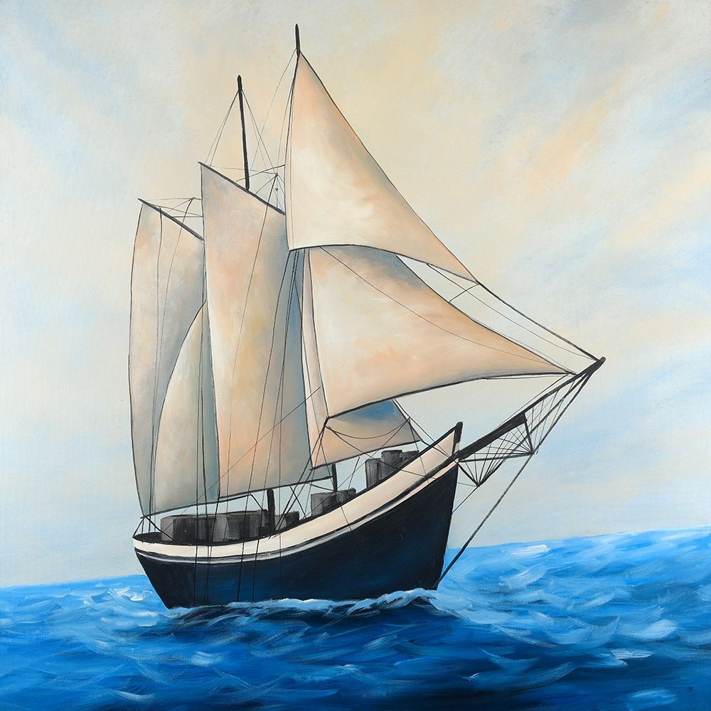 Wall Art Painting id:194024, Name: Ship Gently Sailing by a Sunny Day, Artist: Atelier B Art Studio
