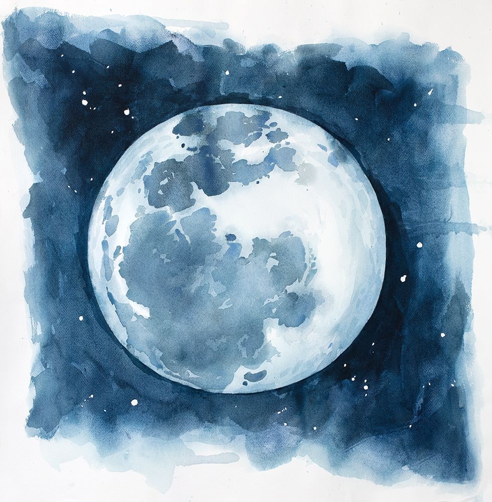 Wall Art Painting id:194033, Name: Watercolor Blue Moon, Artist: Atelier B Art Studio