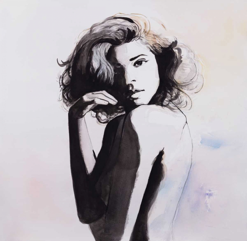 Wall Art Painting id:150971, Name: Watercolor Beautiful Young Woman, Artist: Atelier B Art Studio