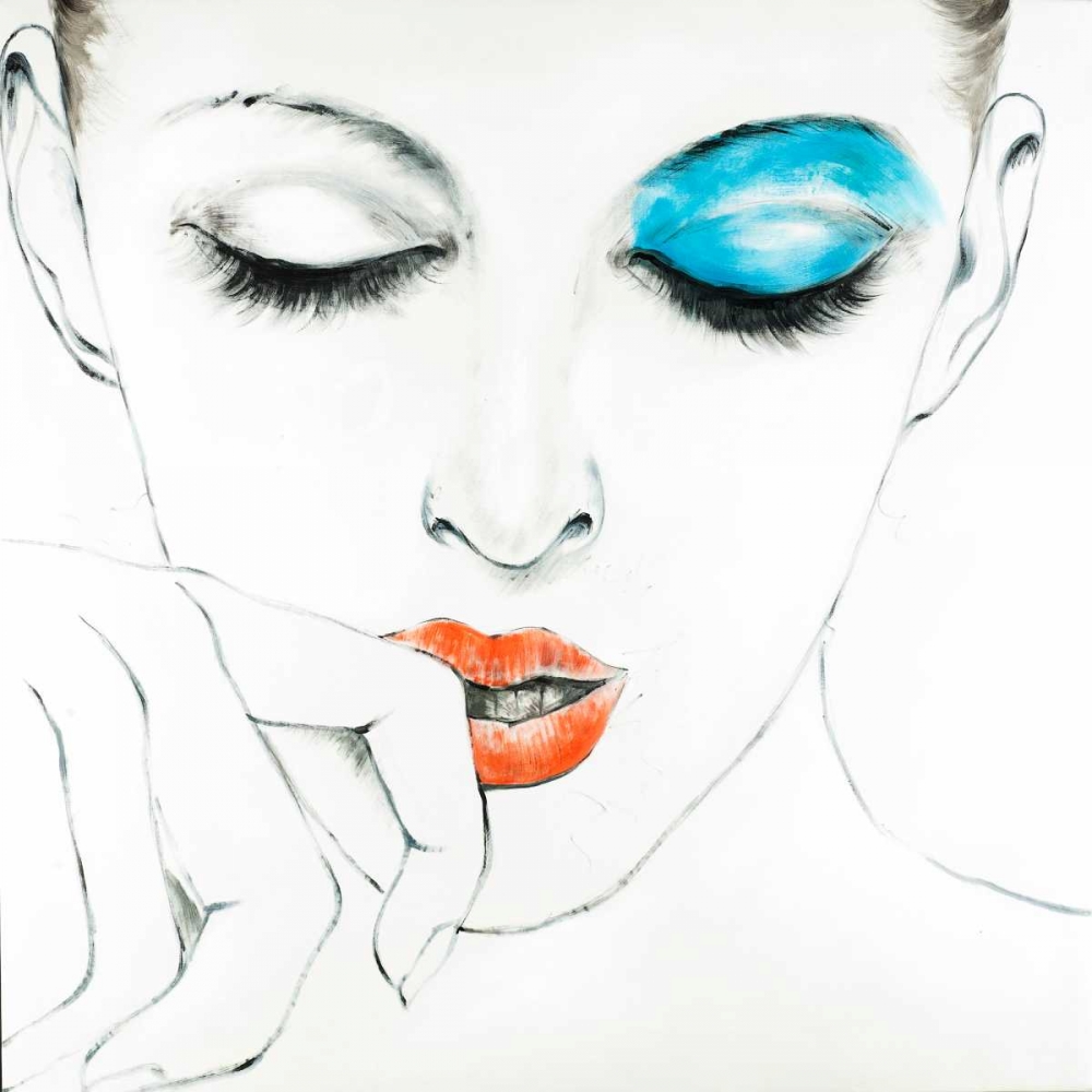 Wall Art Painting id:163041, Name: Outline of Female Portrait in Blue, Artist: Atelier B Art Studio