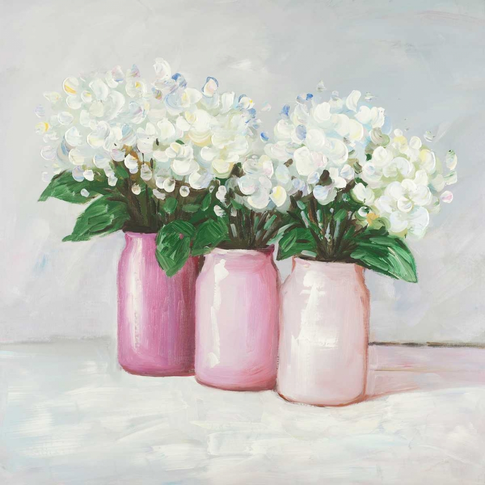 Wall Art Painting id:150978, Name: Hydrangea Flowers in Pink Vases, Artist: Atelier B Art Studio