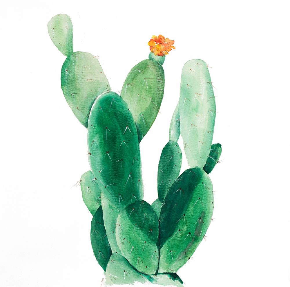 Wall Art Painting id:194061, Name: Watercolor Paddle Cactus with Flower, Artist: Atelier B Art Studio