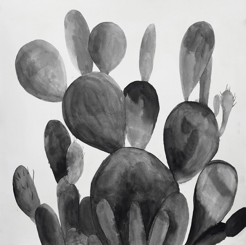 Wall Art Painting id:212191, Name: GRAYSCALE PADDLE CACTUS PLANT, Artist: Atelier B Art Studio