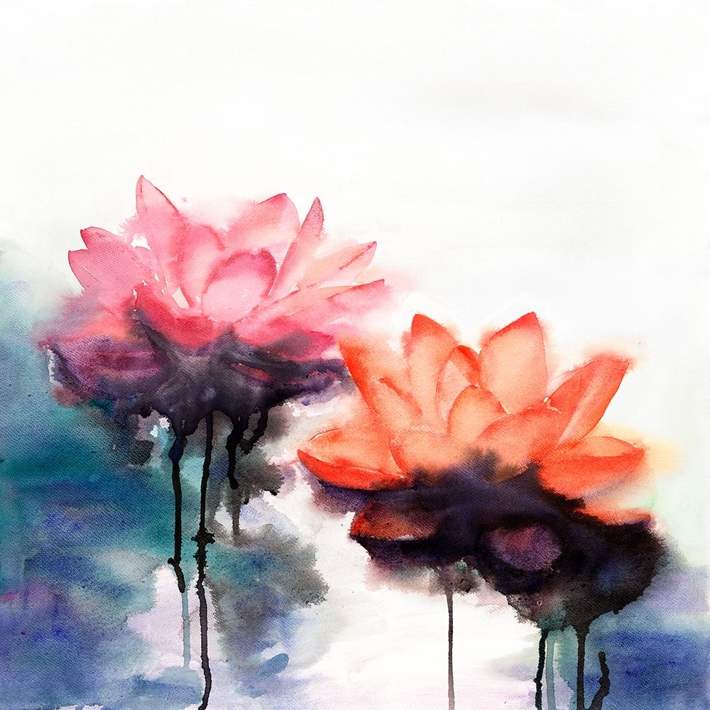 Wall Art Painting id:231946, Name: WATERCOLOR LOTUS FLOWERS, Artist: Atelier B Art Studio