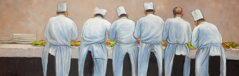Wall Art Painting id:154164, Name: Cooks Chefts Working Together, Artist: Atelier B Art Studio