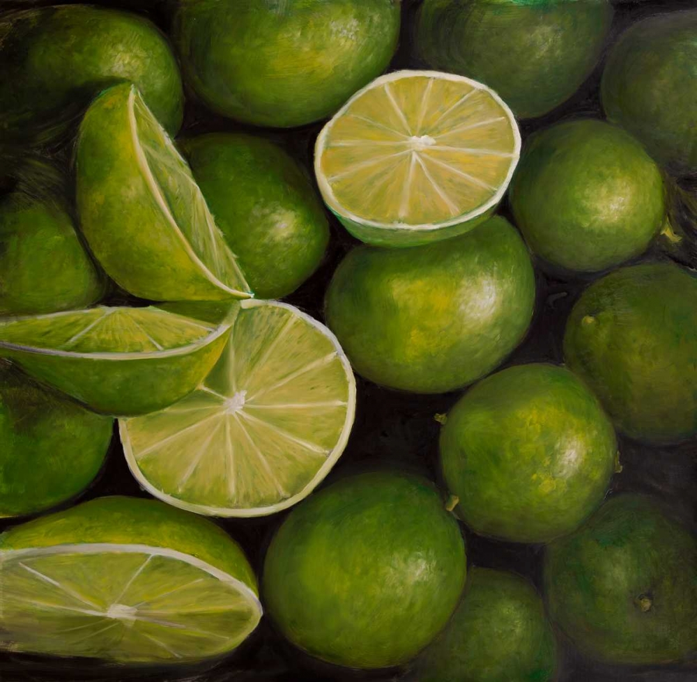 Wall Art Painting id:154172, Name: Basket of Limes Fruit, Artist: Atelier B Art Studio
