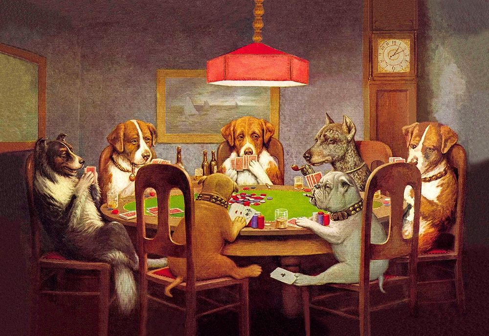 Wall art: Dogs playing cards , by Archivio