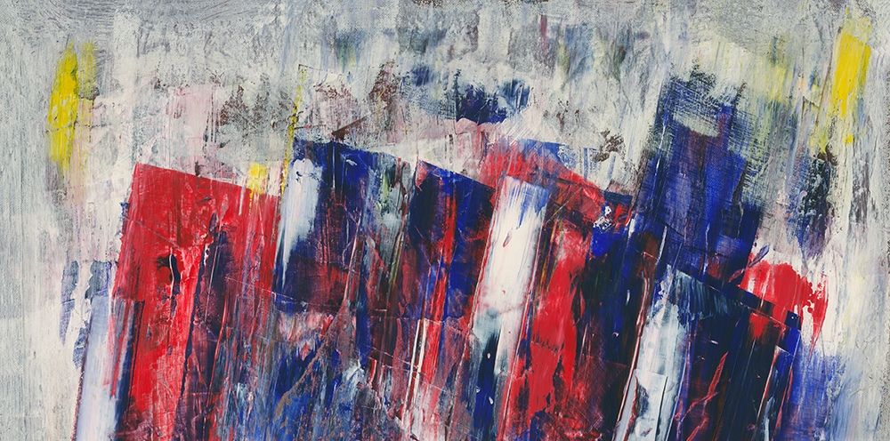 Wall Art Painting id:307990, Name: Red, Blue, Yellow and Grey Abstract Crop II, Artist: Anonymous