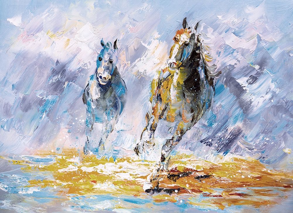 Wall Art Painting id:282366, Name: Horses Running Oil Painting, Artist: Chen, Y.C.
