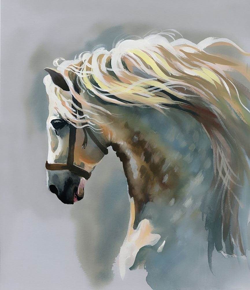 Wall Art Painting id:282367, Name: White Stallion Painting, Artist: Starovoitova, N.