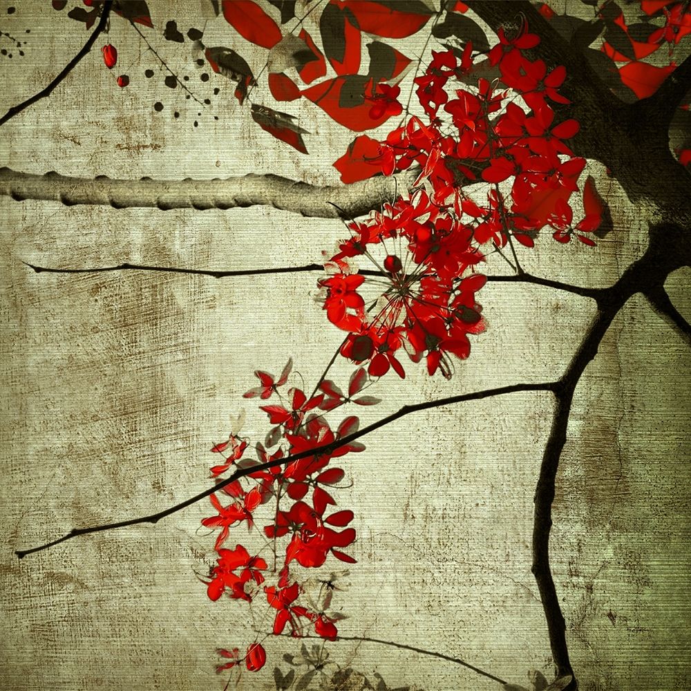 Wall Art Painting id:234170, Name: Red Kerala Blossoms, Artist: Anonymous