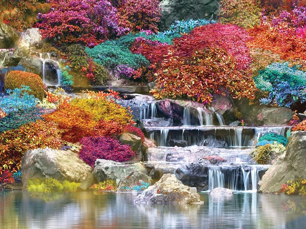 Wall Art Painting id:240433, Name: Flowering Waterfall, Artist: Anonymous