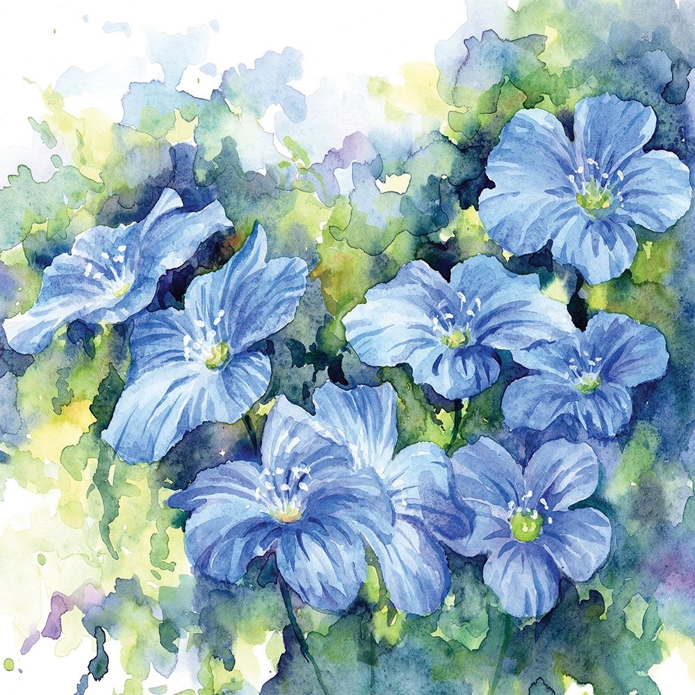Wall Art Painting id:234282, Name: Spring Flowers in Blue, Artist: Anonymous
