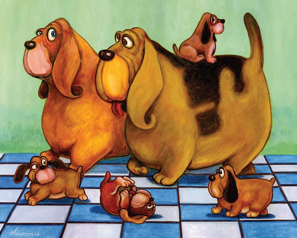 Art Print: Hounddog Family Picnic