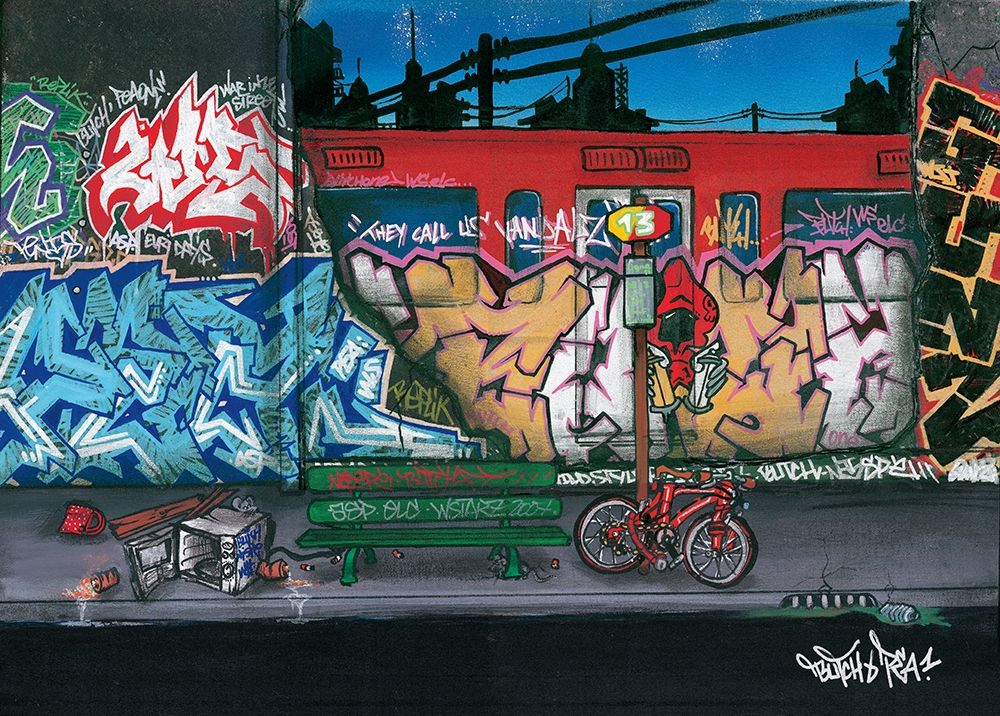Wall Art Painting id:242689, Name: Bus II nuit, Artist: Butch and Pea
