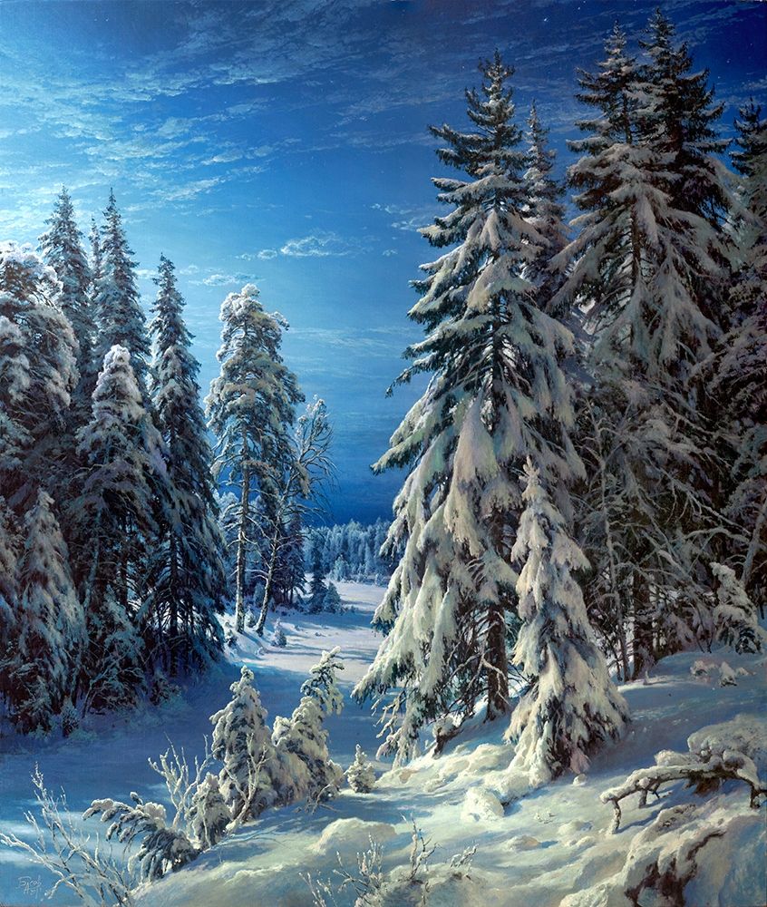 Wall Art Painting id:255701, Name: Winter night, Artist: Basov, Sergej