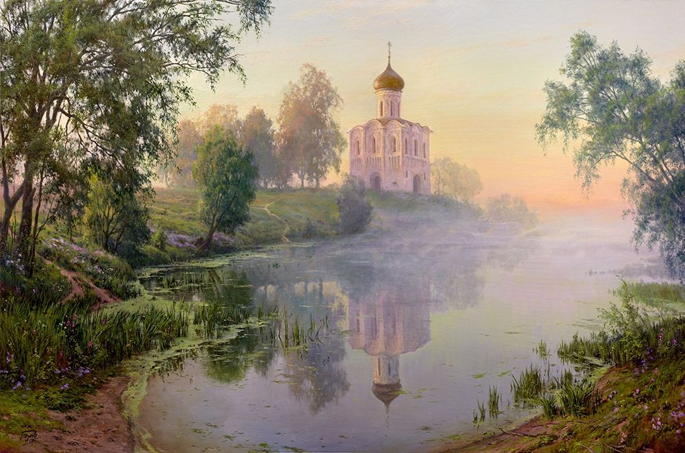 Wall Art Painting id:255709, Name: Morning on the Nerl, Artist: Basov, Sergej