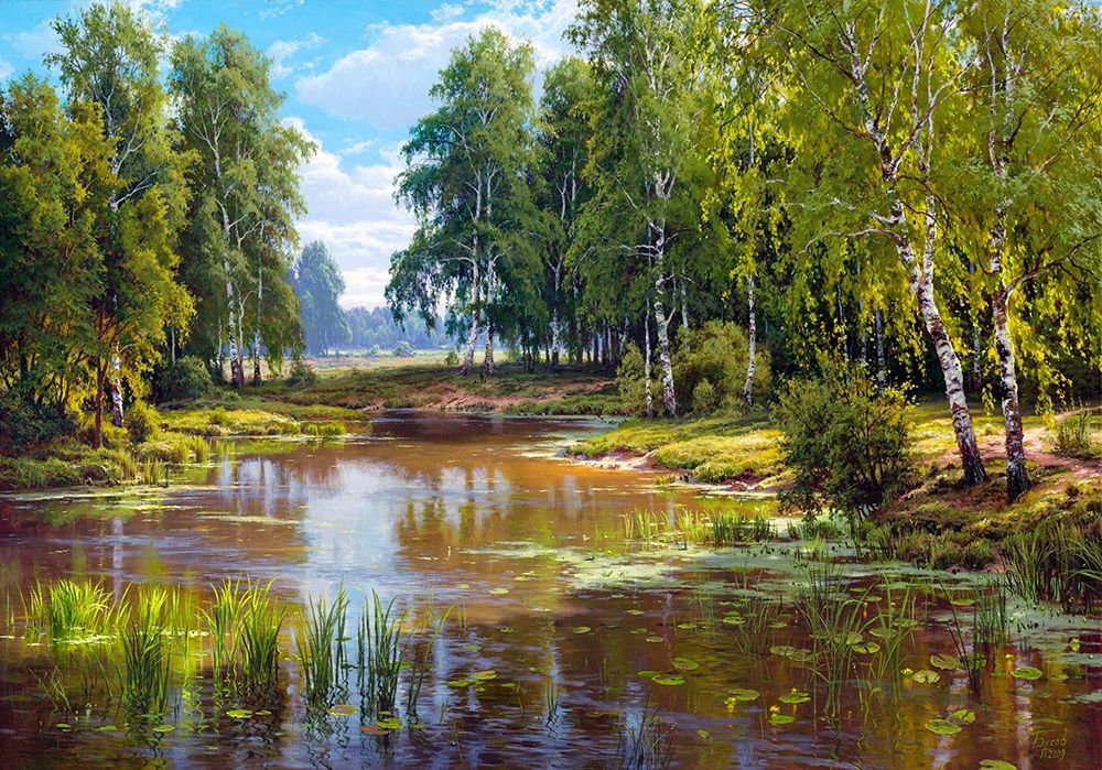 Wall Art Painting id:255710, Name: Verdurous pond, Artist: Basov, Sergej