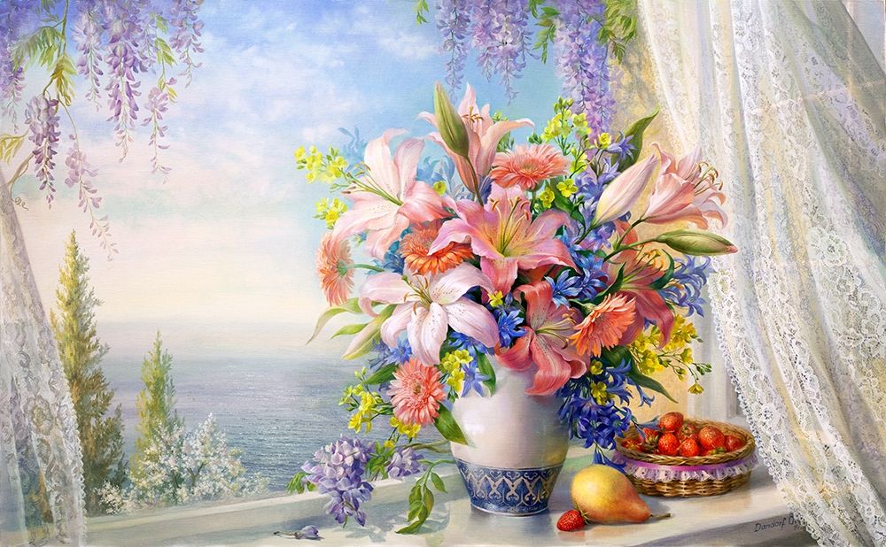 Wall Art Painting id:255885, Name: Bouquet with gladioli, Artist: Dandorf, Olga