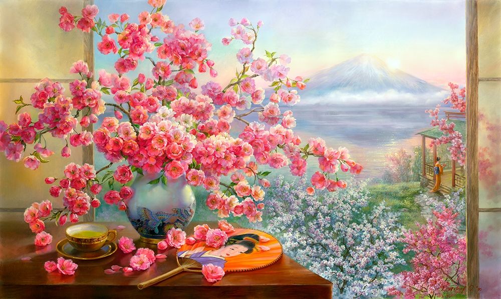Wall Art Painting id:255888, Name: Sakura bouquet, Artist: Dandorf, Olga