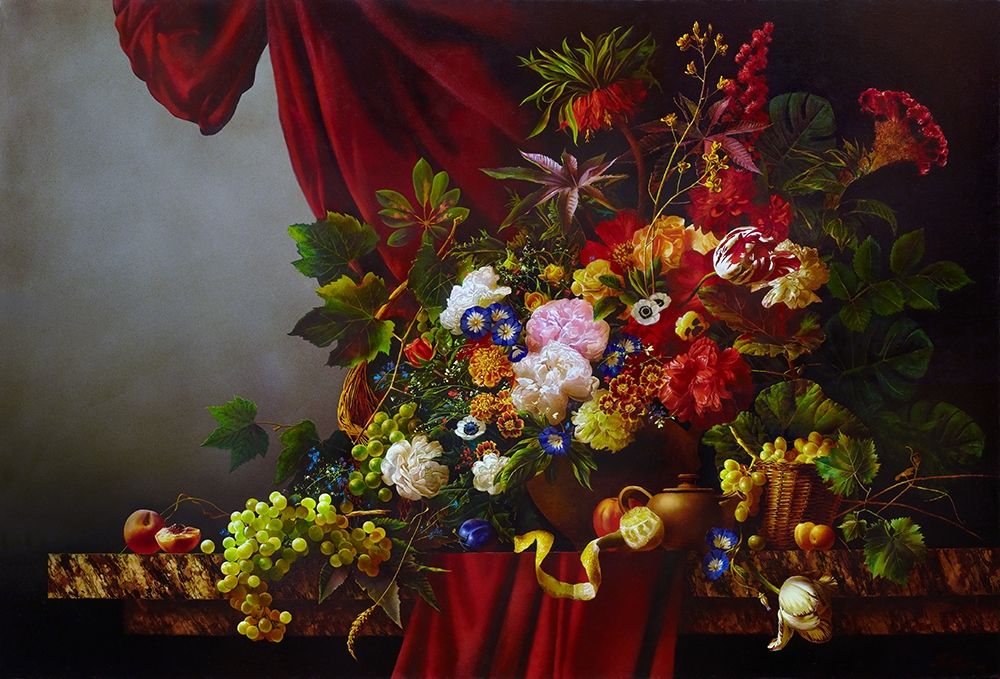 Wall Art Painting id:261015, Name: Still-life with flowers, Artist: Golovin, Konstantin