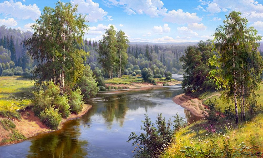 Wall Art Painting id:255746, Name: Flowing river, Artist: Prishchepa, Igor