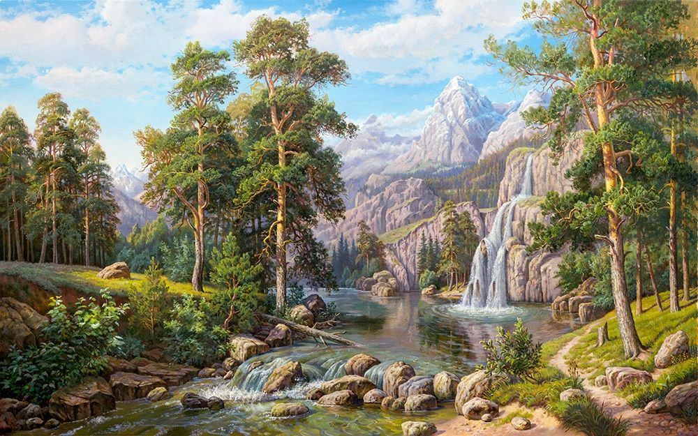 Wall Art Painting id:261099, Name: Waterfall, Artist: Potapov, Vitaly