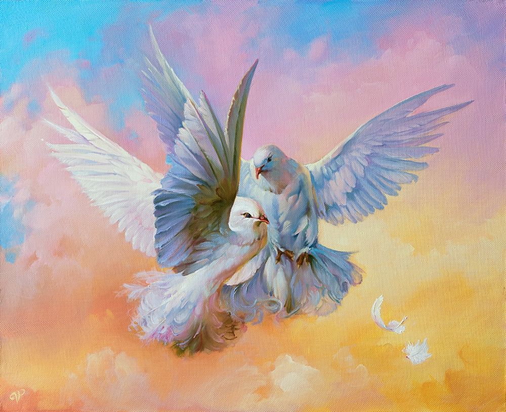 Wall Art Painting id:255790, Name: Doves, Artist: Romanov, Roman