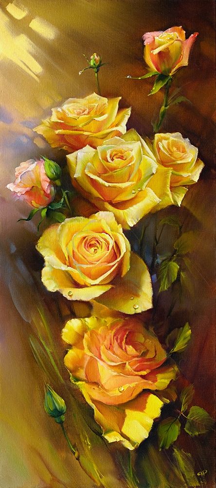 Wall Art Painting id:255791, Name: Yellow roses, Artist: Romanov, Roman
