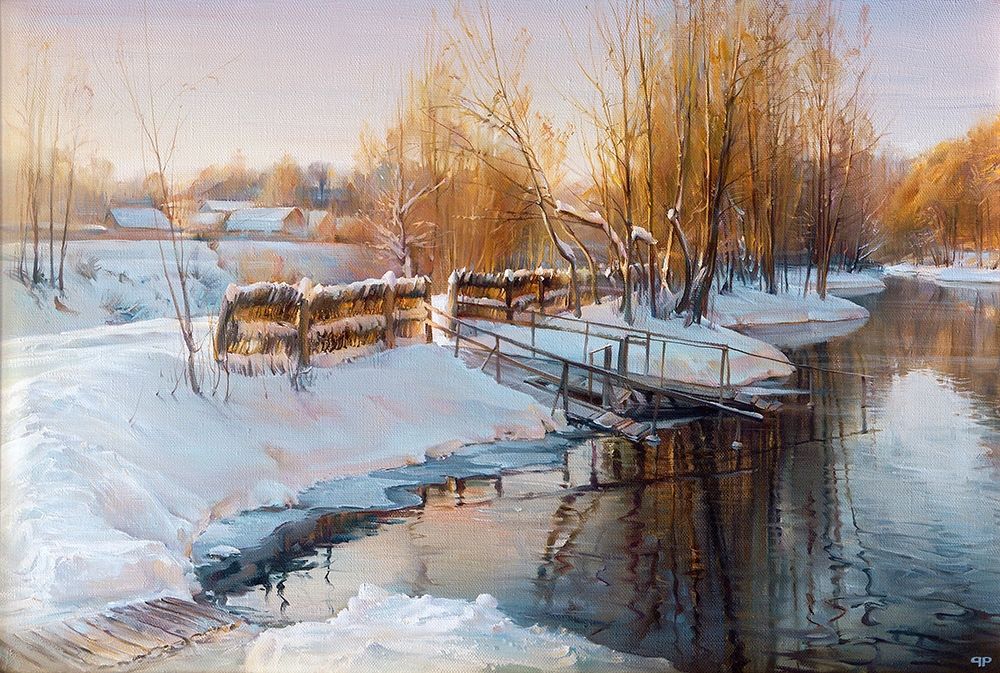 Wall Art Painting id:255789, Name: Winter lake, Artist: Romanov, Roman