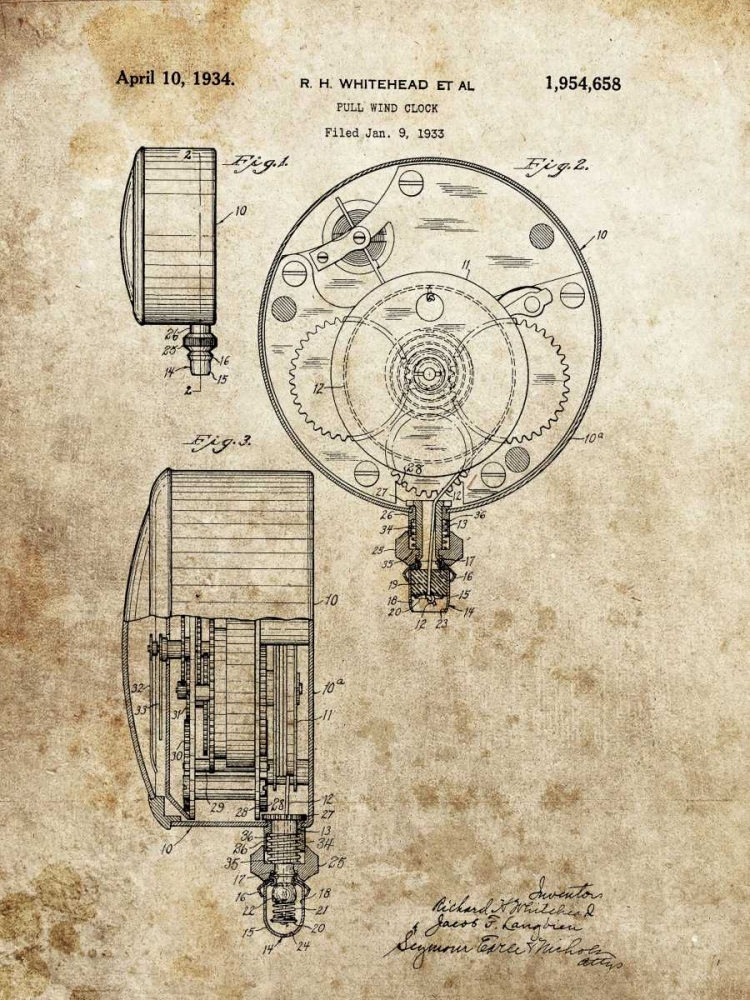 Wall Art Painting id:318147, Name: Full Wind Clock - 1933, Artist: Sproul, Dan
