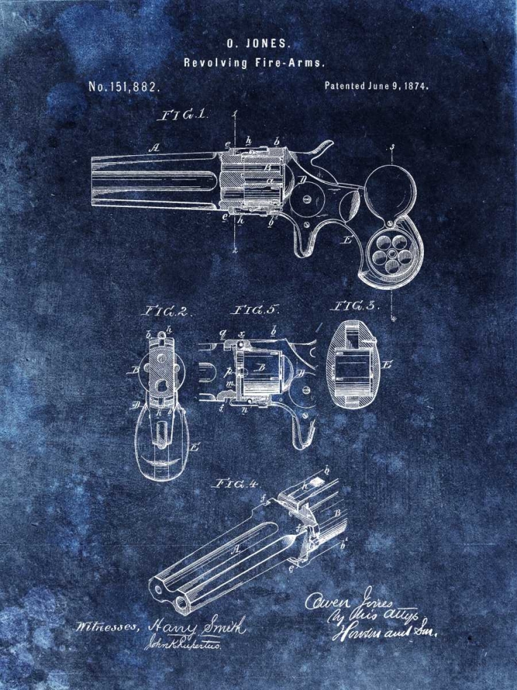 Art Print: Revolving Fire Arms - 1874-Blue