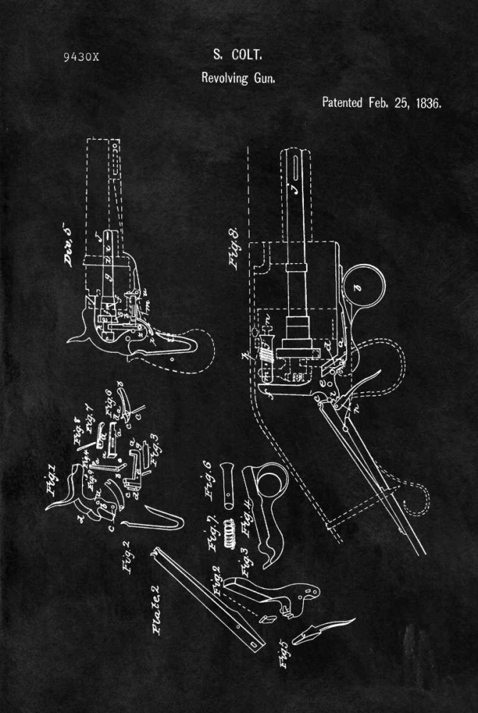 Art Print: Colt-Revolving Gun - 1836-Black