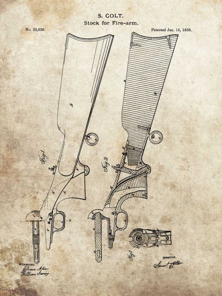 Art Print: Colt Firearm Stock,1859