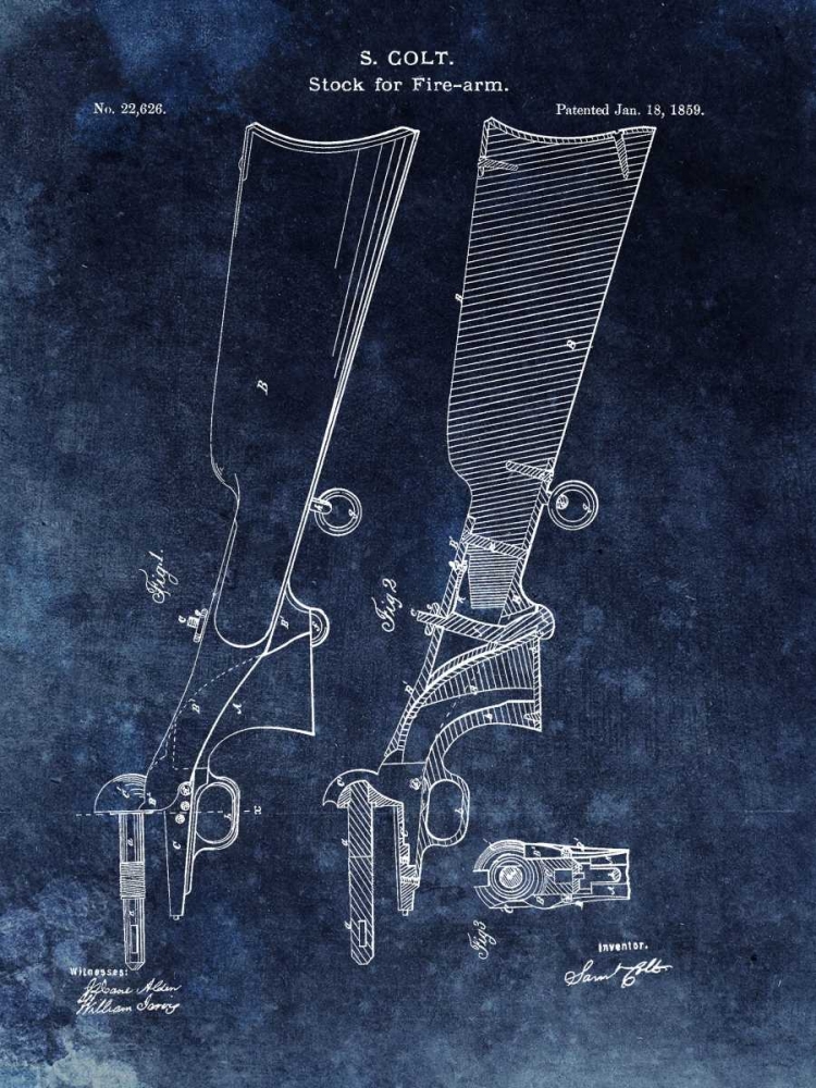 Wall Art Painting id:318189, Name: Firearm Stock,1859-Blue, Artist: Sproul, Dan