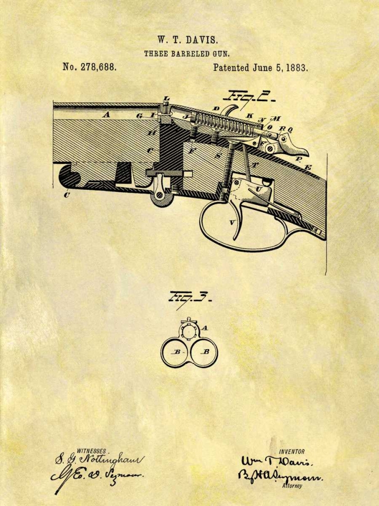 Art Print: Three Barreled Gun - 1883