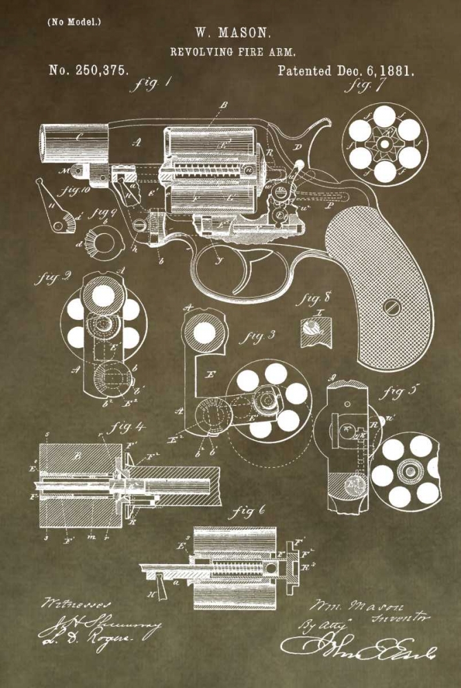 Art Print: Revolving Firearm - 1881-Green