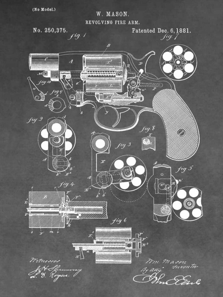 Art Print: Revolving Firearm - 1881-Gray