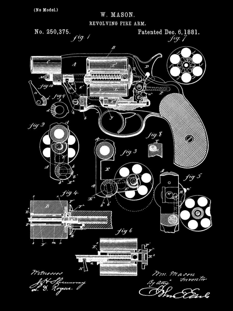 Art Print: Revolving Firearm - 1881-Black