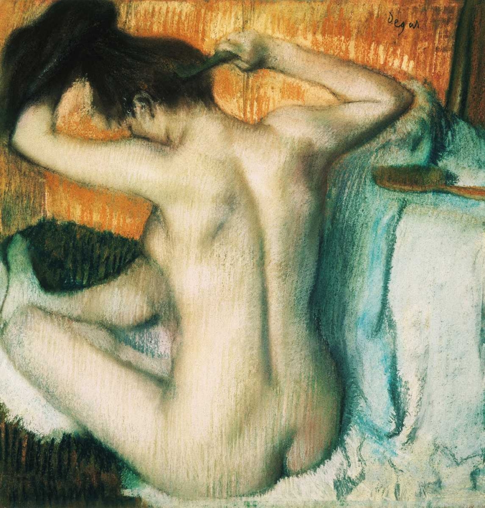 Wall Art Painting id:315917, Name: Woman Combing her Hair, Artist: Degas, Edgar