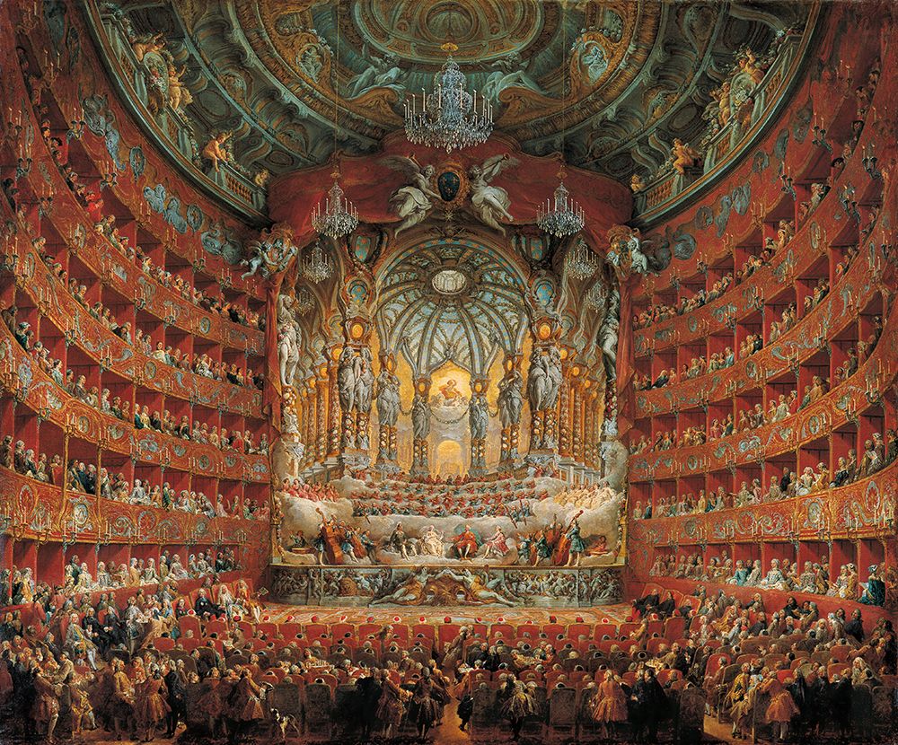Wall Art Painting id:537670, Name: Festa In Teatro A Roma, Artist: Panini, Giovanni Paolo